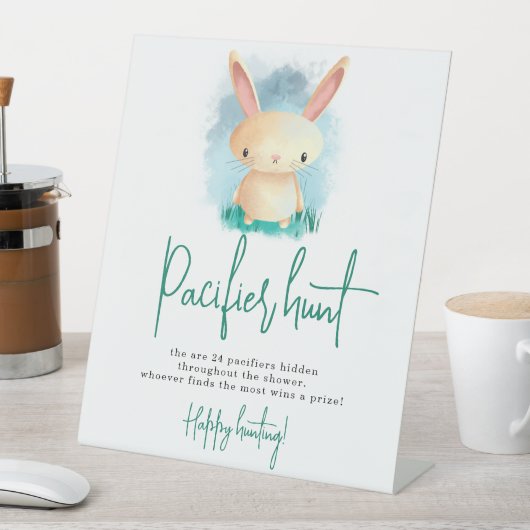 Bunny Pacifier jachtgame baby shower Reclamebord Met Voetstuk (Insitu)