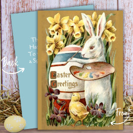 Bunny Painting Egg Custom Pasen Groeten Feestdagenkaart