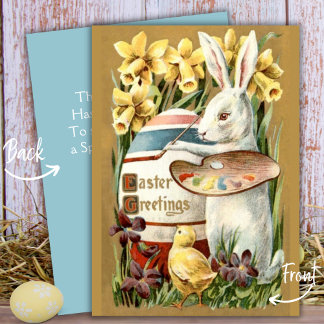  Bunny Painting Egg Custom Pasen Groeten Feestdagenkaart