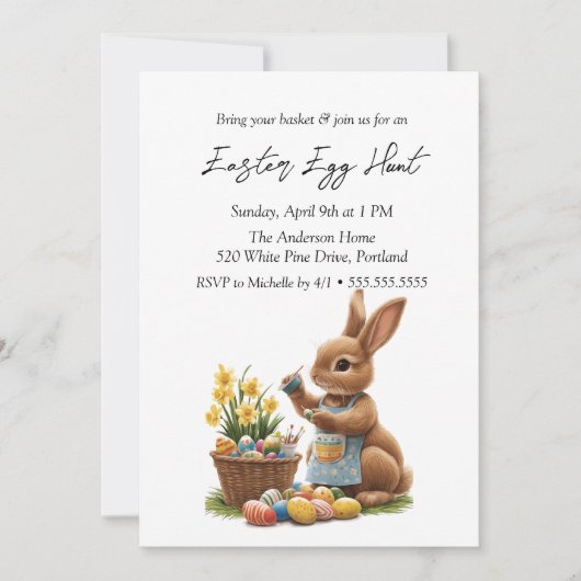 Bunny Painting Eggs Easter Egg Hunt Kaart (Voorkant)