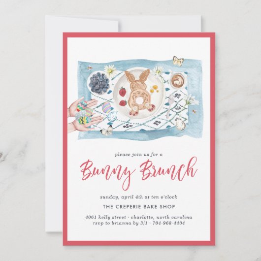 Bunny Pancakes | Pasen Bunny Brunch Kaart (Voorkant)