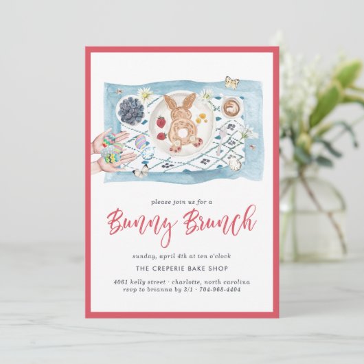 Bunny Pancakes | Pasen Bunny Brunch Kaart (Staand voorkant)