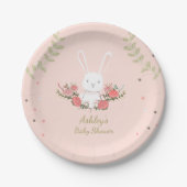 Bunny Paper Borden Baby shower Woodland Pink Girl Papieren Bordje (Voorkant)