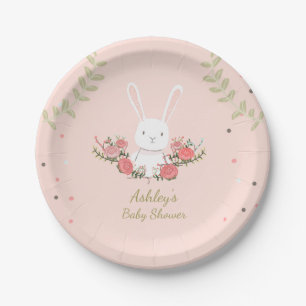 Bunny Paper Borden Baby shower Woodland Pink Girl Papieren Bordje