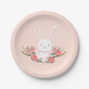 Bunny Paper Borden Baby shower Woodland Pink Girl Papieren Bordje