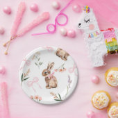 Bunny papier borden roze bogen wilde bloemen Pasen Papieren Bordje (Feest)