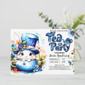 Bunny Par-Tea Waterverf Baby shower Kaart (Staand voorkant)