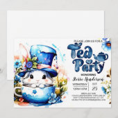 Bunny Par-Tea Waterverf Baby shower Kaart (Voorkant / Achterkant)