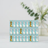 Bunny Parade Blue - Brown en White Bunbun Briefkaart (Staand voorkant)
