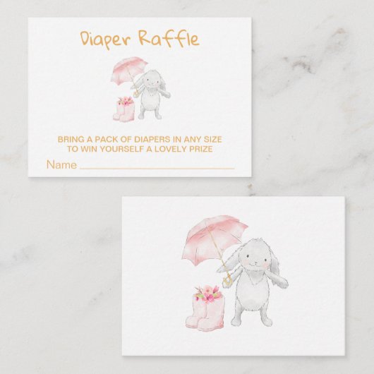 *~* Bunny Paraplu Laarzen Bloem PINK Luier Raffle Informatiekaartje (Voorkant / Achterkant)