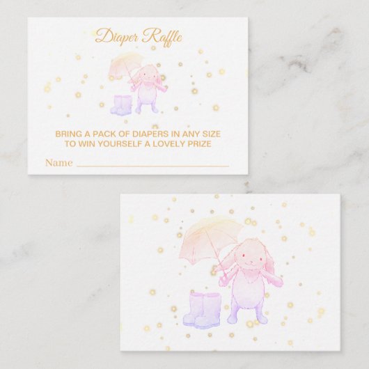 ~* Bunny Paraplu Laarzen Lavendel Luier Raffle Informatiekaartje (Voorkant / Achterkant)