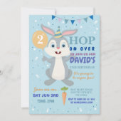 Bunny Party Birthday Rabbit Boys Blue Easter Kaart (Voorkant)