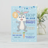 Bunny Party Birthday Rabbit Boys Blue Easter Kaart (Staand voorkant)