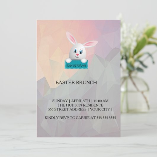 Bunny - Pasen uitnodiging (Staand voorkant)