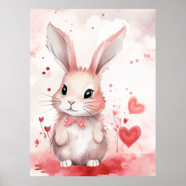 Bunny Pastel met harten Poster