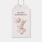 Bunny Pastel Roze Verjaardag Cadeaulabel (Voorkant)