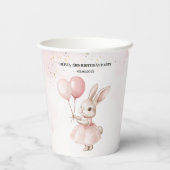 Bunny Pastel Roze Verjaardag | | Party Drinkware Papieren Bekers (Achterkant)