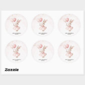 Bunny Pastel Roze Verjaardag Ronde Sticker (Vel)