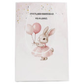 Bunny Pastel Roze Verjaardag | Schattigee partij Medium Cadeauzakje (Voorkant)