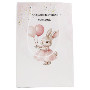 Bunny Pastel Roze Verjaardag Schattigee partij Medium Cadeauzakje