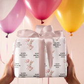 Bunny Pastel Roze Verjaardag | Schattigee verjaard Cadeaupapier