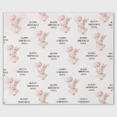 Bunny Pastel Roze Verjaardag | Schattigee verjaard Cadeaupapier (Vlak)