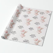 Bunny Pastel Roze Verjaardag | Schattigee verjaard Cadeaupapier (Uitgerold)