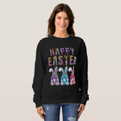 Bunny Pastel Spring Hunt Eggs Rabbit Happy Easter  Trui (Voorkant volledig)