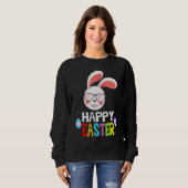 Bunny Pastel Spring Hunt Eggs Rabbit Happy Pasen Trui (Voorkant volledig)