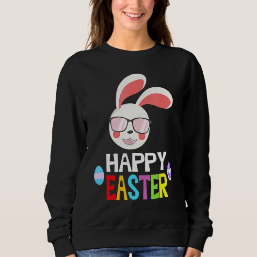 Bunny Pastel Spring Hunt Eggs Rabbit Happy Pasen Trui (Voorkant)