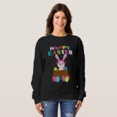 Bunny Pastel Spring Hunt Eggs Rabbit Happy Pasen Trui (Voorkant volledig)