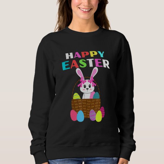 Bunny Pastel Spring Hunt Eggs Rabbit Happy Pasen Trui (Voorkant)