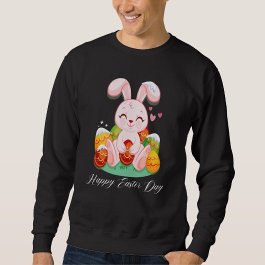 Bunny Pastel Spring Hunt Eggs Rabbit Happy Pasen Trui (Voorkant)