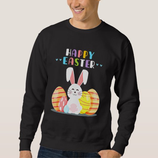Bunny Pastel Spring Hunt Eggs Rabbit Happy Pasen Trui (Voorkant)
