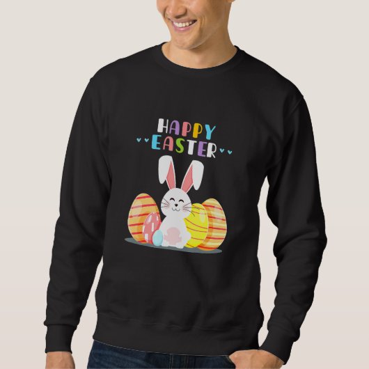 Bunny Pastel Spring Hunt Eggs Rabbit Happy Pasen Trui (Voorkant)