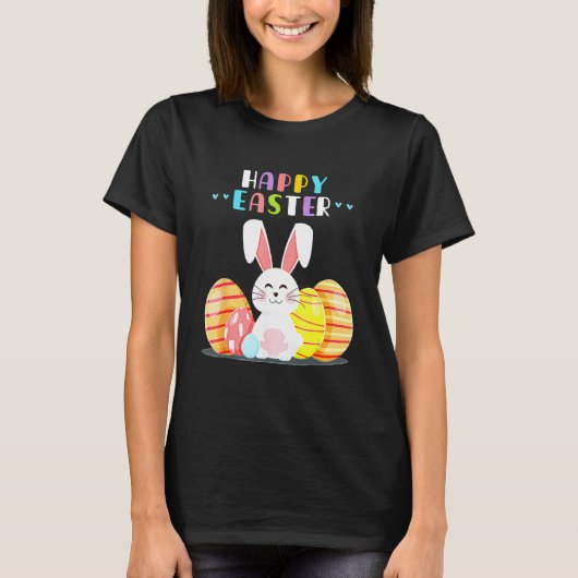 Bunny Pastel Spring Hunt Eggs Rabbit Paasdag T-shirt (Voorkant)
