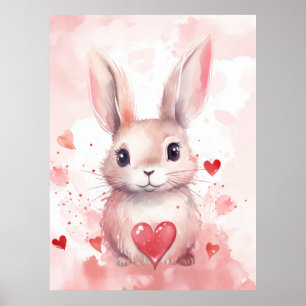 Bunny Pastel Super Schattigee harten Bruine Ogen Poster