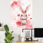 Bunny Pastel Super Schattigee harten Rode harten Poster (Thuiskantoor)