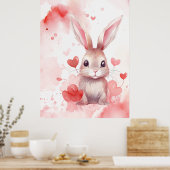 Bunny Pastel Super Schattigee harten Rode harten Poster (Keuken)