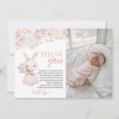 Bunny Photo Birthday Thank You Card Kaart (Voorkant)