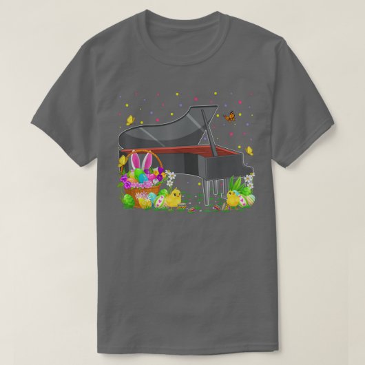 Bunny Piano Easter Egg Hunt Funny Piano Easter Sun T-shirt (Design voorkant)