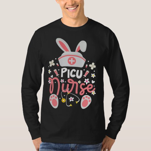 Bunny PICU Nurse Bunny Ears Pediatric Intensive Ca T-shirt (Voorkant)