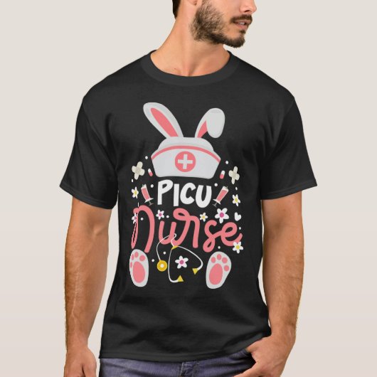 Bunny PICU Nurse Bunny Ears Pediatric Intensive Ca T-shirt (Voorkant)