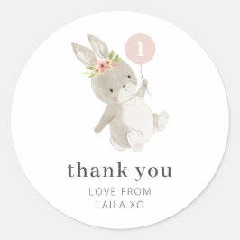 Bunny Pink-ballon Ronde Sticker
