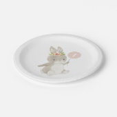 Bunny Pink Balloon 1st Birthday Papieren Bordje (Gekanteld)