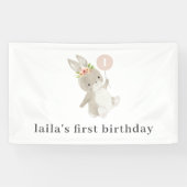 Bunny Pink Balloon 1st Birthday Spandoek (Horizontaal)