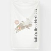 Bunny Pink Balloon 1st Birthday Spandoek (Verticaal)