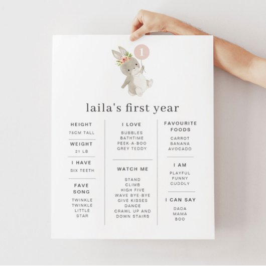 Bunny Pink Balloon Poster