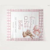 Bunny Pink Balloons 1st Birthday Backdrop Wandkleed (Voorkant (horizontaal))