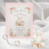 Bunny Pink Blush Champagne Shimmer Baby shower Kaart